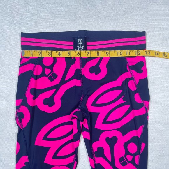 Psycho Bunny Pink Navy Print Capri Leggings XS - Picture 8 of 9